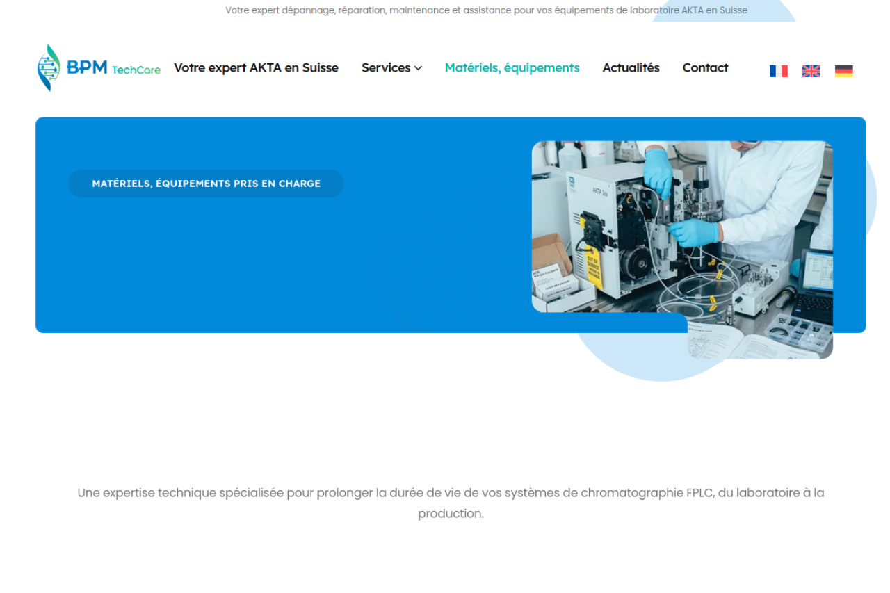 BPM TechCare — catalogue équipements Catalogue des équipements ÄKTA du site BPM TechCare